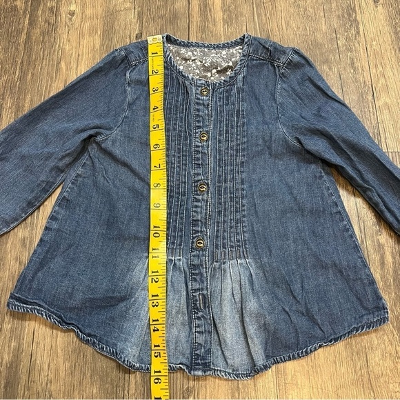Girls Button Down Dark Blue Denim Cárdigan Top Size 4 - Picture 5 of 5